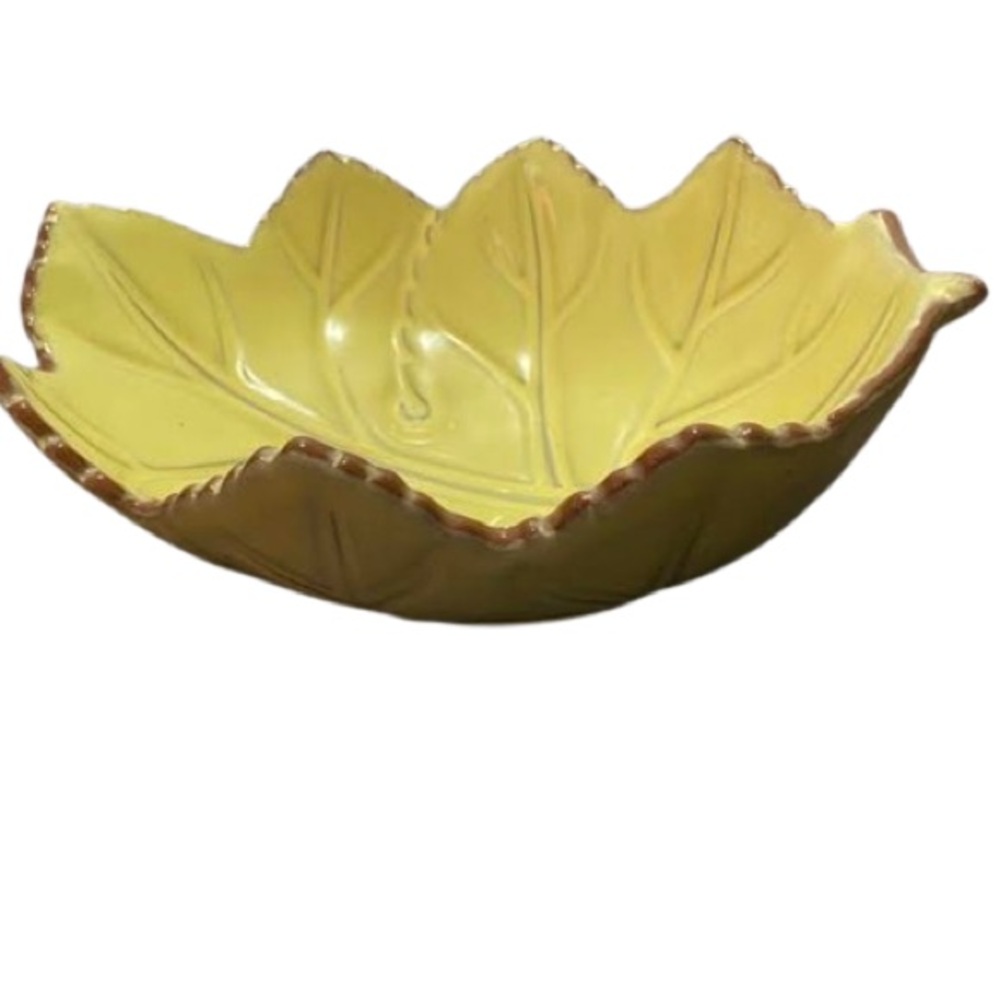 🍂 Large Ceramic Leaf Bowl Style Eyes by Baum Bros Naturals Collection - Picture 13 of 13